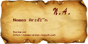 Nemes Arzén névjegykártya